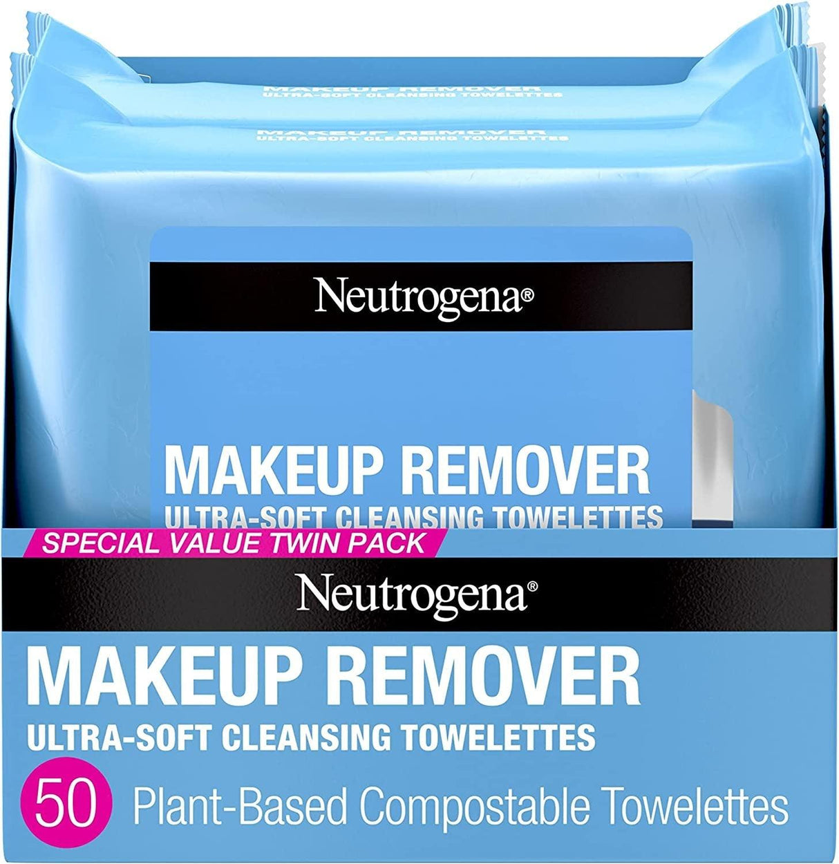 Neutrogena Makeup Remover Wipes, Daily Facial Cleanser Towelettes, Gently Cleanse and Remove Oil & Makeup, Alcohol-Free Makeup Wipes, 2 X 25 Ct. - Supply Center USA