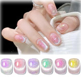 Born Pretty Cat Magnetic Eye Gel Nail Polish, Holographic Glitter Milky Jelly Cat Magnetic Gel Blue Green Purple Pink Nude Silver Nail Art Gel Manicure Salon DIY Gifts 7ML 6PCS