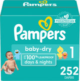 Pampers Baby Dry Diapers - Size 1, 120 Count, Absorbent Disposable Diapers