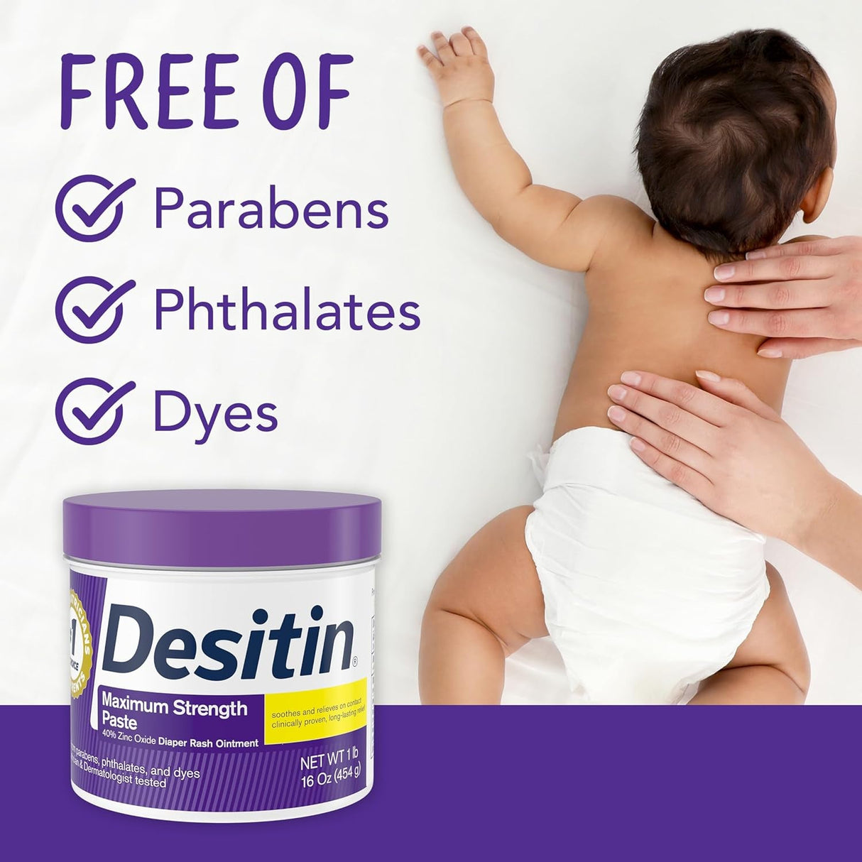 Desitin Maximum Strength Baby Diaper Rash Cream with 40% Zinc Oxide for Diaper Rash Relief & Prevention, 16 Oz (Packaging May Vary)