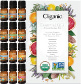 Cliganic Organic Essential Oils Set (Top 5) - 100% Pure Natural - Aromatherapy, Candle Making - Peppermint, Lavender, Eucalyptus, Lemongrass & Orange (Packaging May Vary)