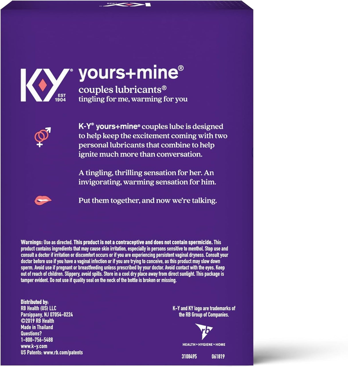 K-Y Yours + Mine Couples Personal Lube, Two Personal Lubricants, Water Based Lube for Women & Glycerin-Based Lube for Men, 2 X 1.5 FL OZ