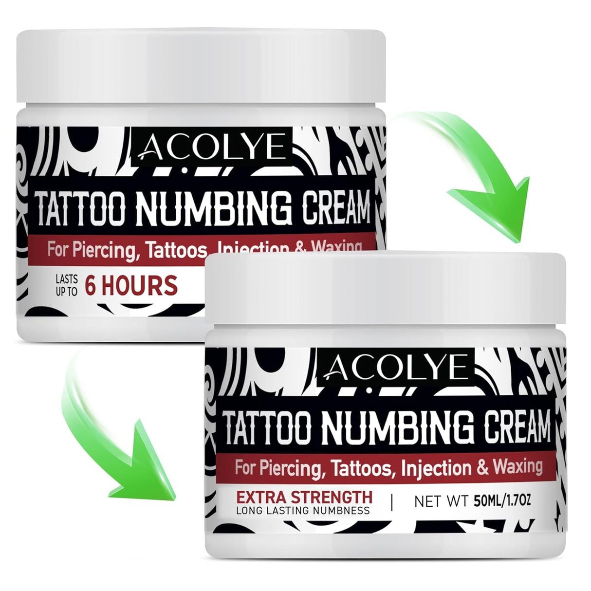 Tattoo Numbing Cream Extra Strength - 6 Hours Maximum Strength Tattoo Numbing Cream - Numbing Cream for Tattoos (50Ml/1.7Oz)