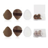 6Pcs Mini Powder Puff Set, 2Pcs Silicone Mini Puff +4Pcs Velvet Loose Powder Puff with Case, Easy to Clean Not-Absorb Foundation Small Makeup Puffs for under Eye & Nose Premium Makeup (Brown)