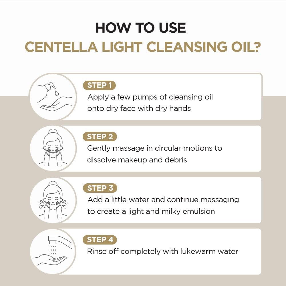 SKIN1004 Madagascar Centella Light Cleansing Oil 6.76 Fl.Oz, 200Ml | Gentle Oil Cleanser for Face, Korean Facial Cleanser, Double Cleansing - Supply Center USA