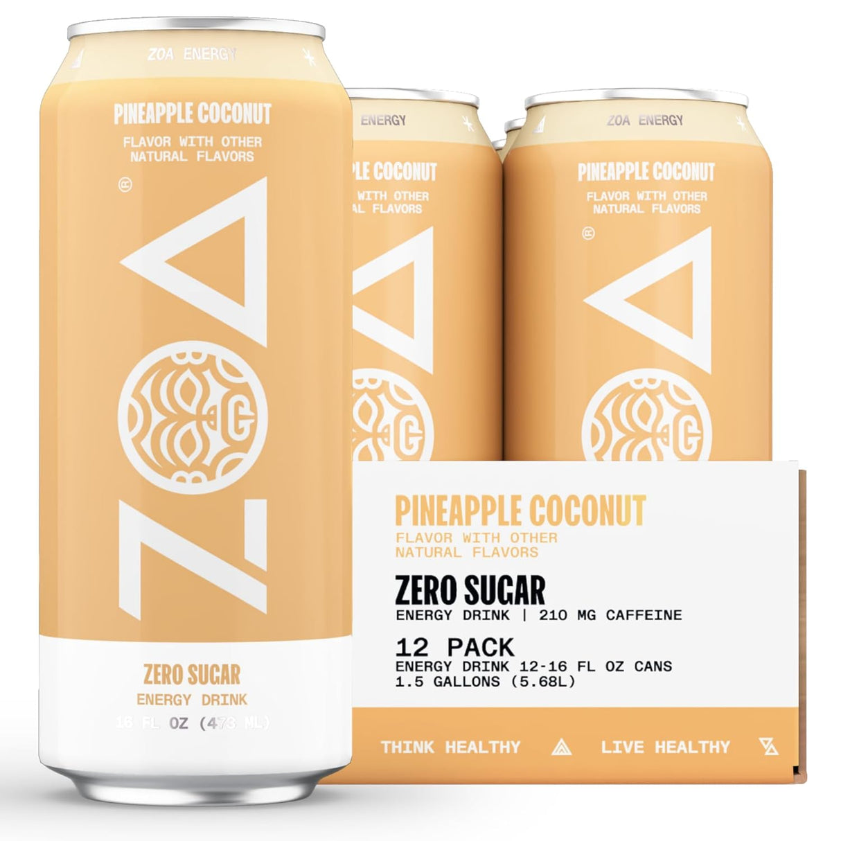 ZOA Zero Sugar Energy Drinks, Variety Pack - Sugar Free with Electrolytes, Healthy Vitamin C, Amino Acids, Essential B-Vitamins, and Caffeine from Green Tea - 12 Fl Oz (12-Pack)