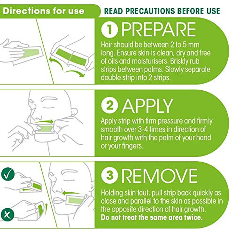 Nad'S Facial Wax Strips - Hypoallergenic All Skin Types - Facial Hair Removal for Women - at Home Waxing Kit with 20 Face Wax Strips + 4 Calming Oil Wipes + Skin Protection Powder