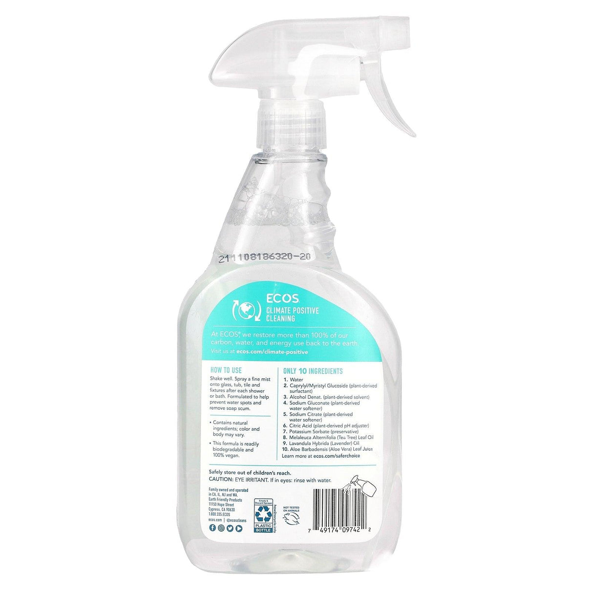 Earth Friendly Products, ECOS, Bathroom Cleaner, Tea Tree, 22 fl oz (650 ml) - Supply Center USA
