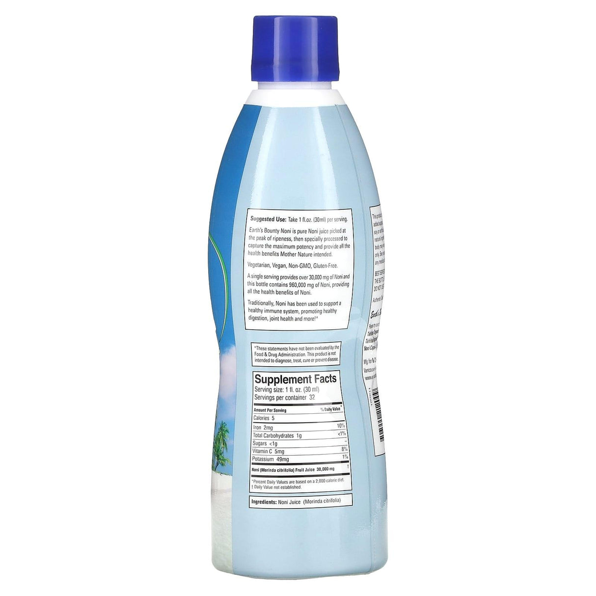 Earth's Bounty ( Matrix Health ), Tahitian 100% Pure Noni Juice, 32 fl oz (946 ml) - Supply Center USA