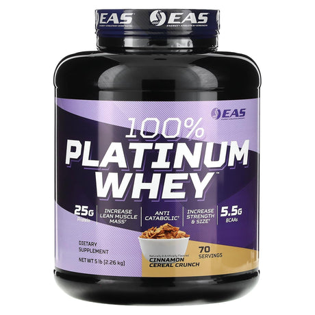 EAS, 100% Platinum Whey, Cinnamon Cereal Crunch , 5 lb (2.26 kg) - Supply Center USA