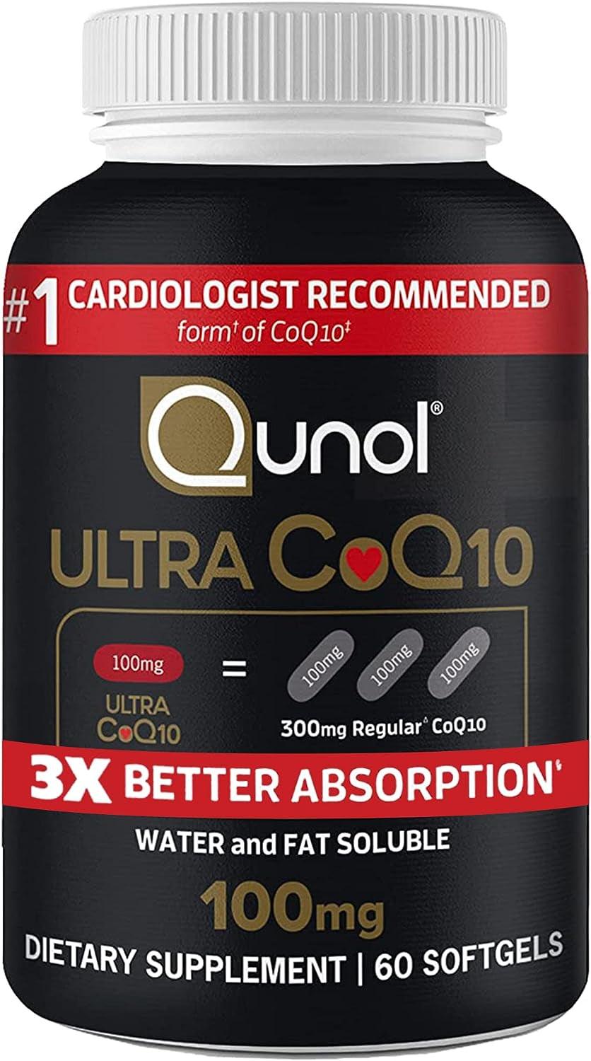 Qunol Ultra Coq10 100Mg Softgels- 3X Better Absorption, Antioxidant for Heart Health & Energy Production, Coenzyme Q10 Vitamins and Supplements, 3 Month Supply, 90 Count - Supply Center USA