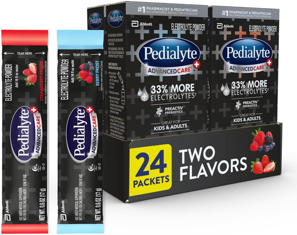 Pedialyte Multi Pack, Electrolyte Hydration Drink, 0.6 Oz Electrolyte Powder Packs, 80 Count