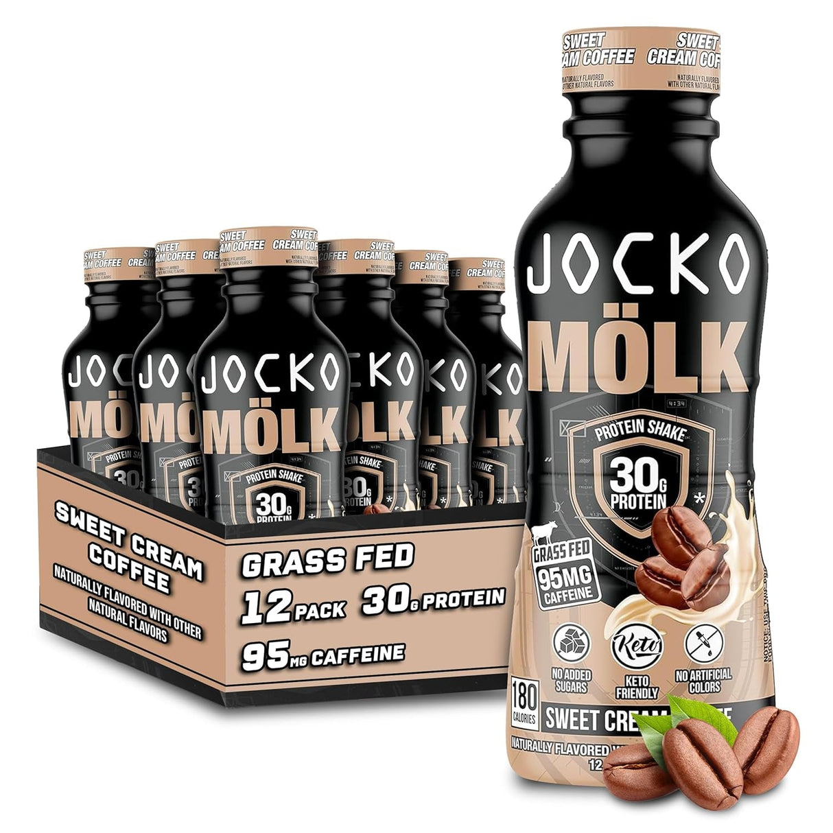 Jocko Mölk 30G Grass Fed Protein Shakes – No Added Sugar Protein Drinks KETO Friendly - Ready to Drink 12 FL Oz (Pack of 12) Chocolate