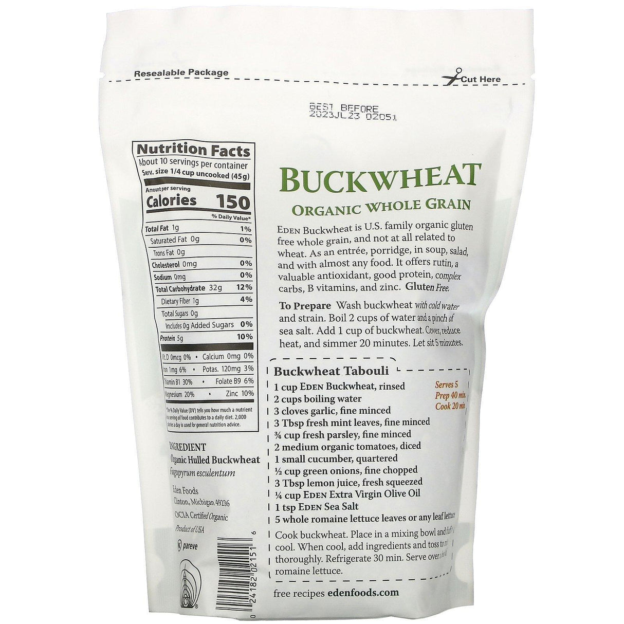 Eden Foods, Buckwheat, Organic Whole Grain, 16 oz (454 g) - Supply Center USA