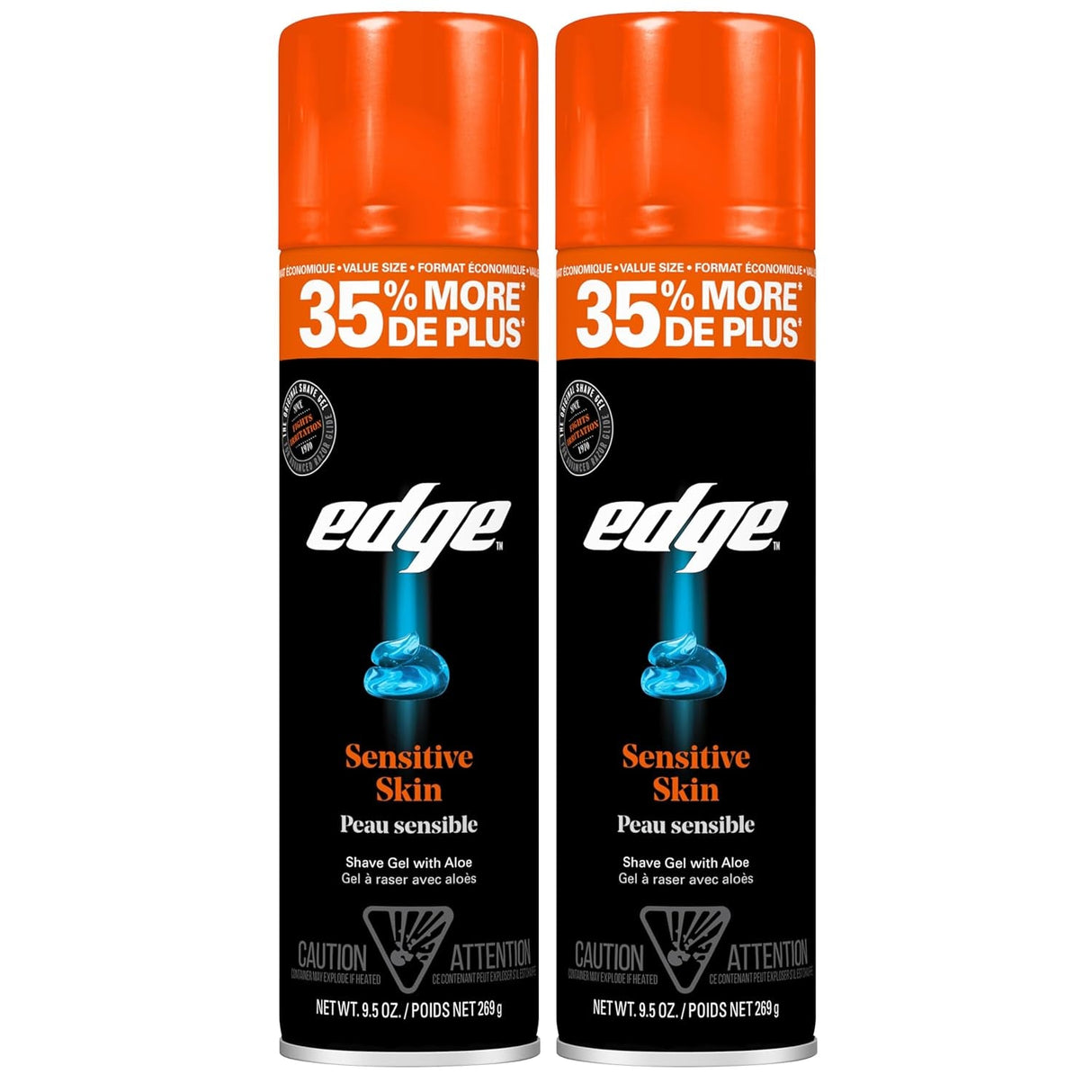 Edge Shaving Gel for Men, 9.5Oz, 2 Pack Mens Shave Gel with Aloe, Mens Shaving Cream Sensitive Skin Shave Gel - Moisturizes, Protects, and Soothes