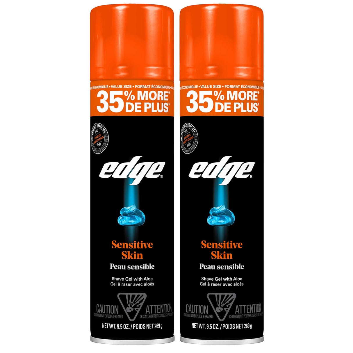 Edge Shaving Gel for Men, 9.5Oz, 2 Pack Mens Shave Gel with Aloe, Mens Shaving Cream Sensitive Skin Shave Gel - Moisturizes, Protects, and Soothes