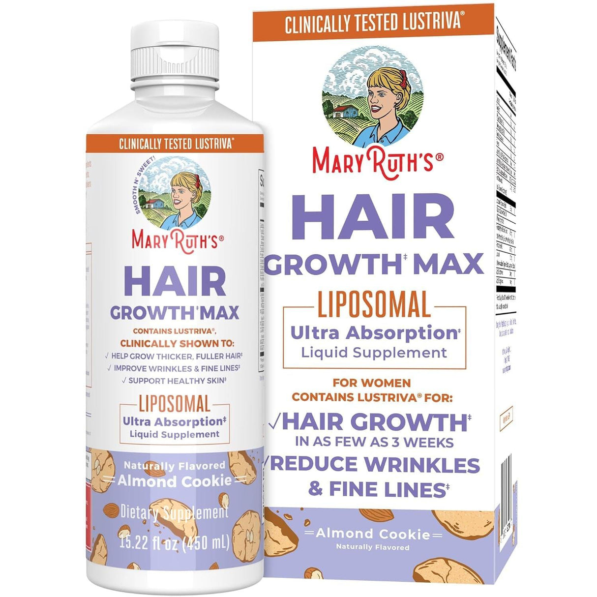 Maryruth'S Women'S Hair Growth MAX Liposomal | with Lustriva® + Biotin 10000Mcg + Pumpkin Seed Oil| Thicker Hair | Hair Care | Wrinkles, Fine Lines, Skin Care | Ages 18+ | 15.22 Fl Oz - Supply Center USA