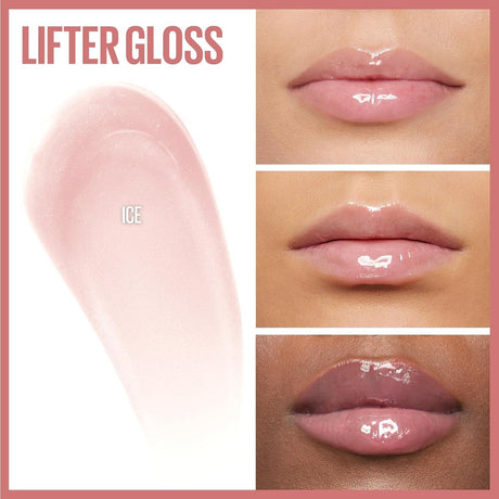 Maybelline Lifter Gloss, Hydrating Lip Gloss with Hyaluronic Acid, Ice, Pink Neutral, 0.18 Ounce - Supply Center USA