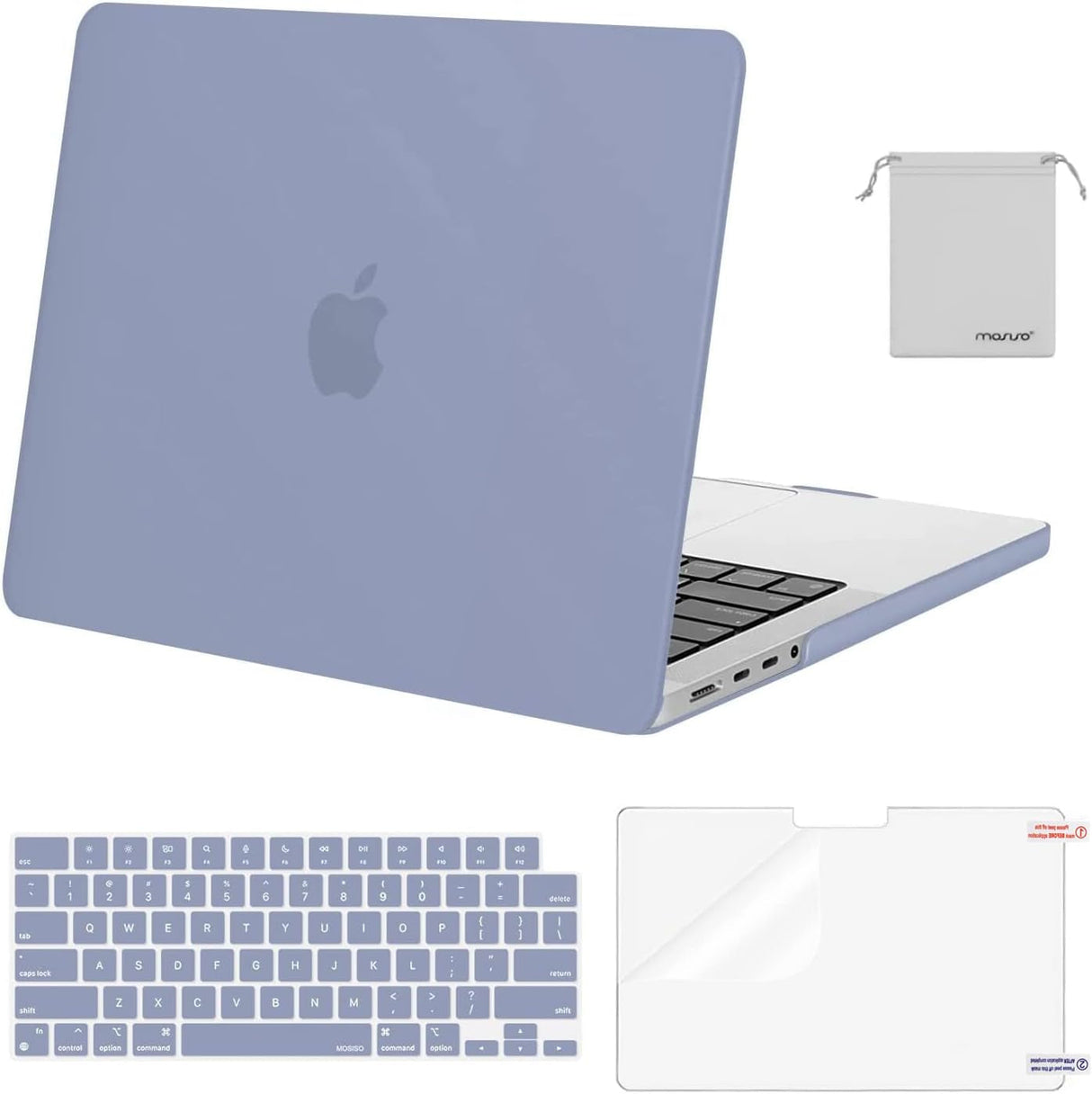 MOSISO Compatible with Macbook Pro 14 Inch Case 2024 2023 2022 2021 M4 M3 M2 M1 Pro Max A3112 A3185 A3401 A2918 A2992 A2779 A2442, Plastic Hard Shell&Keyboard Cover&Screen Film&Pouch, Black