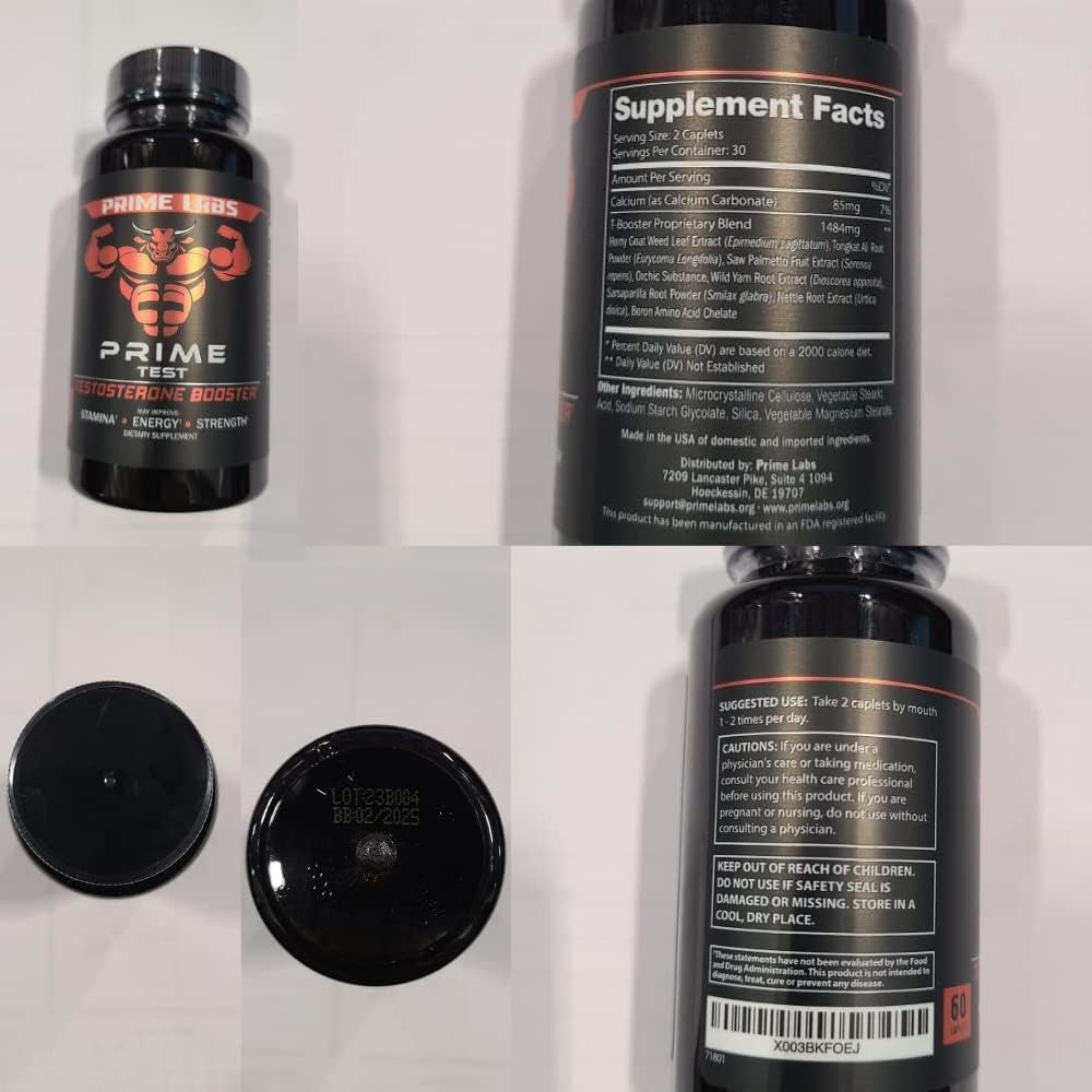 Prime Labs - Men'S Testosterone Booster - Stamina, Endurance, & Strength Booster - 60 Caplets