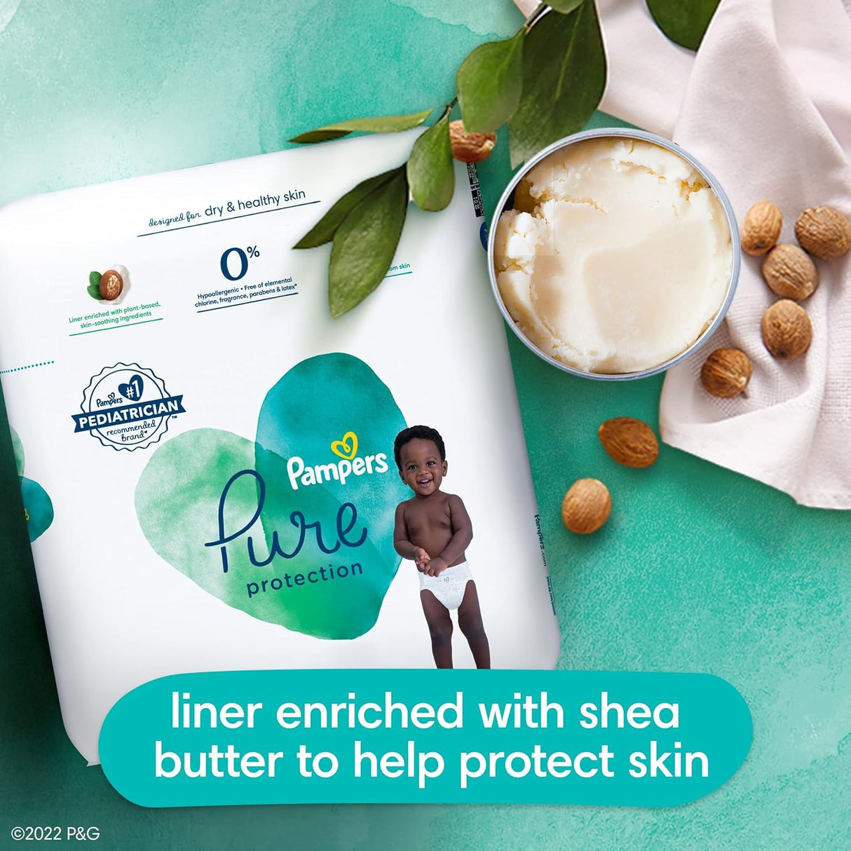 Pampers Pure Protection Diapers - Size 5, One Month Supply (132 Count), Hypoallergenic Premium Disposable Baby Diapers
