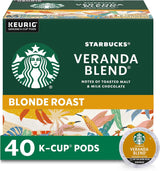 Starbucks K-Cup Coffee Pods, Starbucks Blonde Roast Coffee, Veranda Blend for Keurig Brewers, 100% Arabica, 6 Boxes (60 Pods Total)