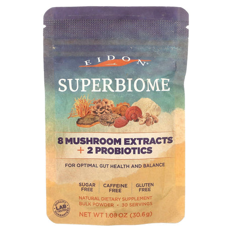 Eidon Mineral Supplements, Superbiome, 8 Mushroom Extracts + 2 Probiotics, 1.08 oz (30.6 g) - Supply Center USA