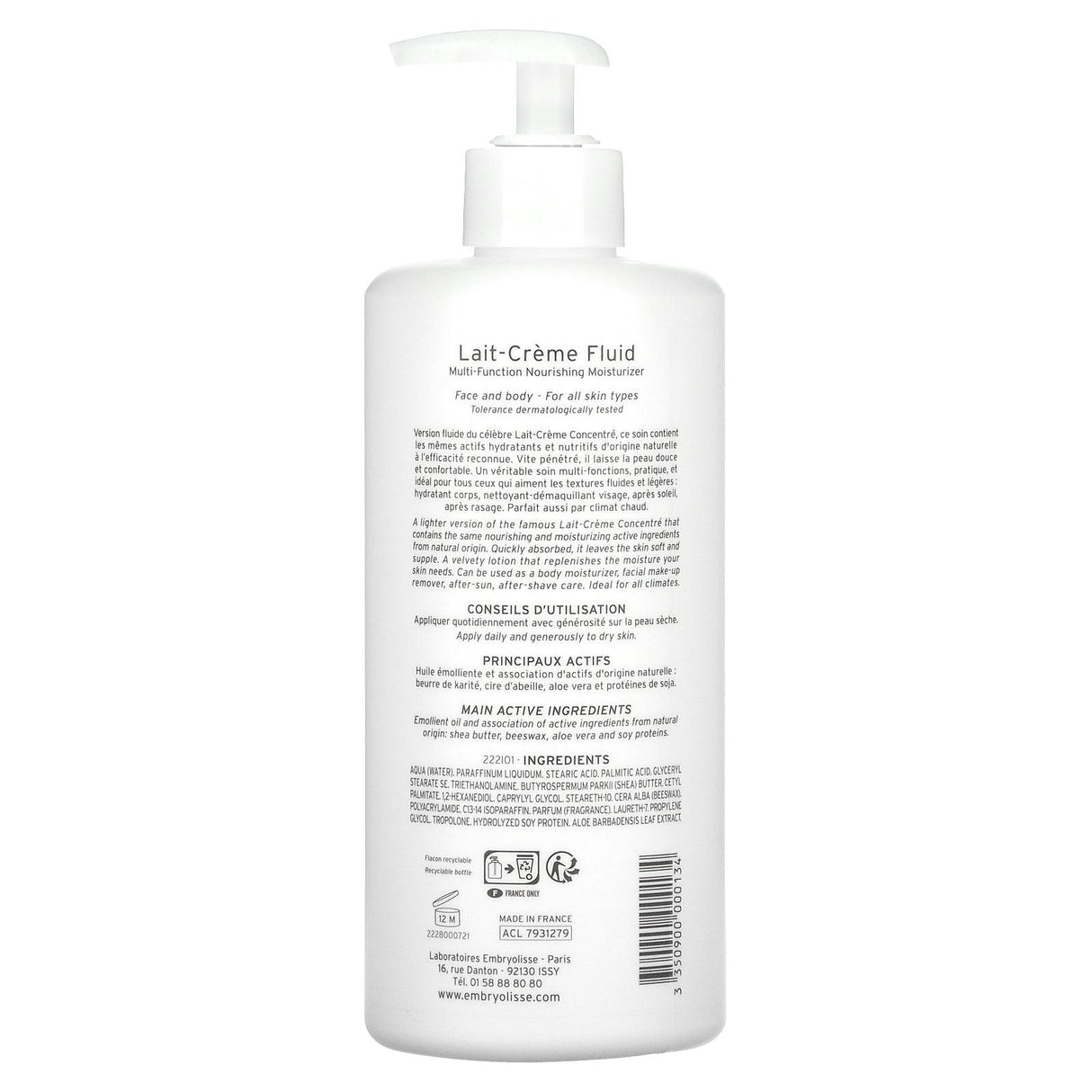 Embryolisse, Lait-Creme Fluide, Multi-Function Nourishing Moisturizer, 16.90 fl oz (500 ml) - Supply Center USA