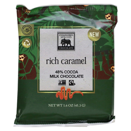 Endangered Species Chocolate, Rich Caramel, 48% Cocoa Milk Chocolate , 1.6 oz (45.3 g) - Supply Center USA