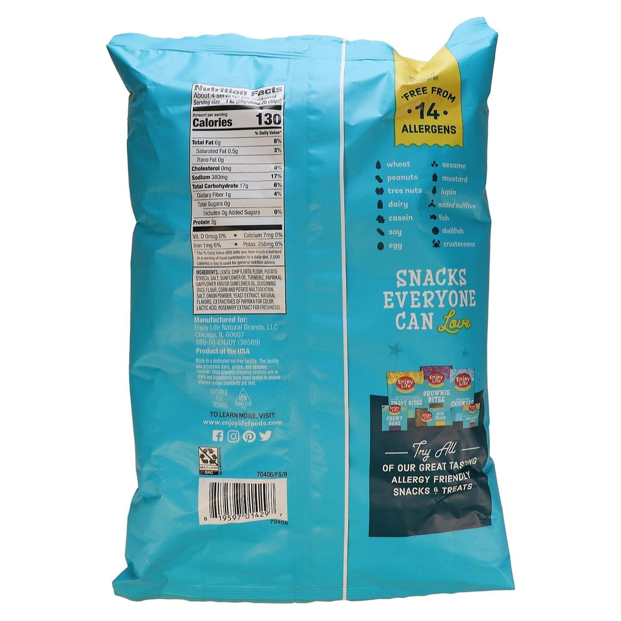 Enjoy Life Foods, Lentil Chips, Barbecue, 4 oz (113 g) - Supply Center USA