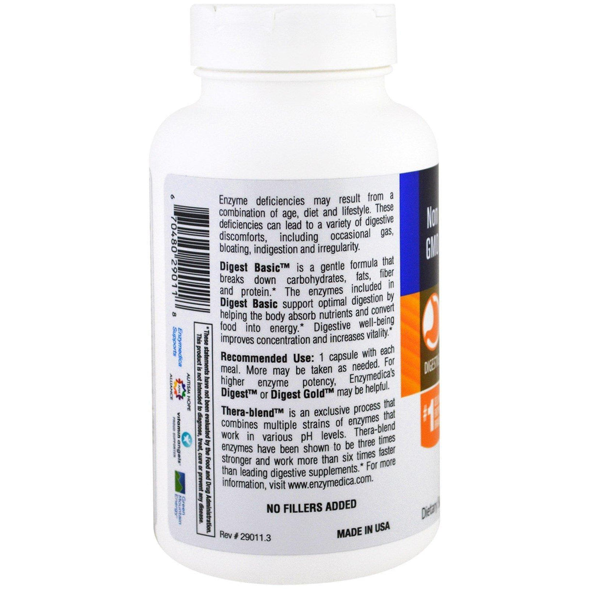 Enzymedica, Digest Basic, Essential Enzyme Formula, 180 Capsules - Supply Center USA