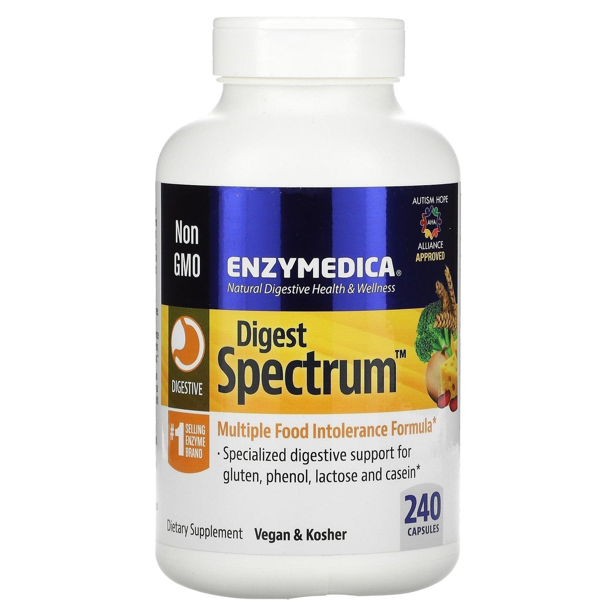 Enzymedica, Digest Spectrum, Complete Food Intolerance Formula, 120 Capsules - Supply Center USA