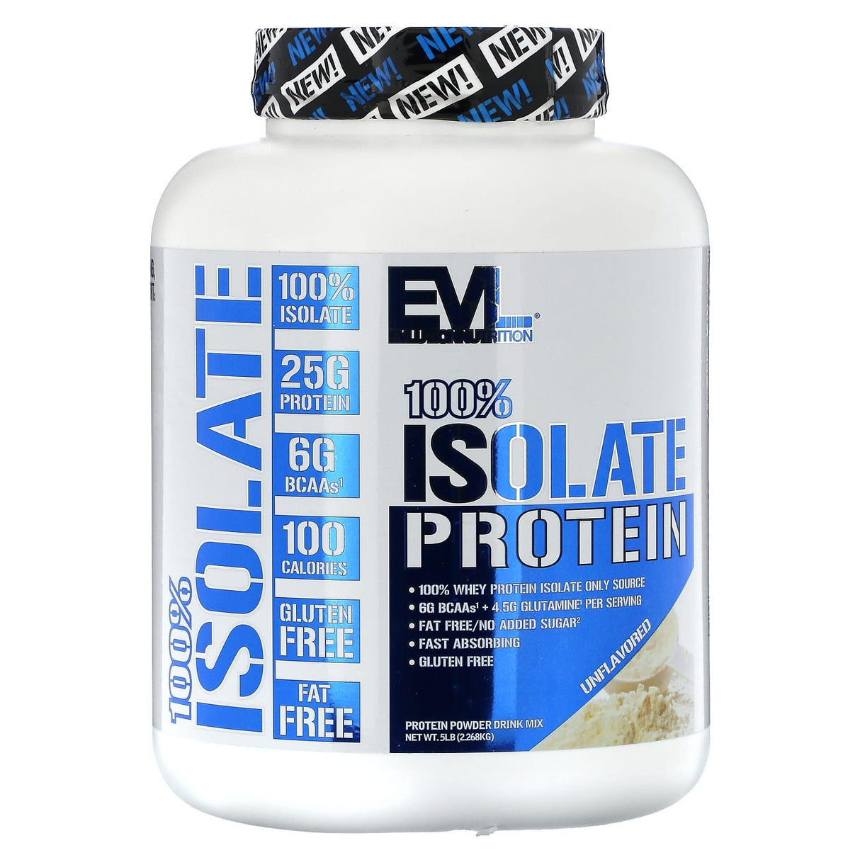 EVLution Nutrition, 100% Isolate Protein, Unflavored, 1 lbs (454 g) - Supply Center USA