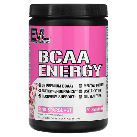 EVLution Nutrition, BCAA ENERGY, Pink Starblast, 9.52 oz (270 g) - Supply Center USA