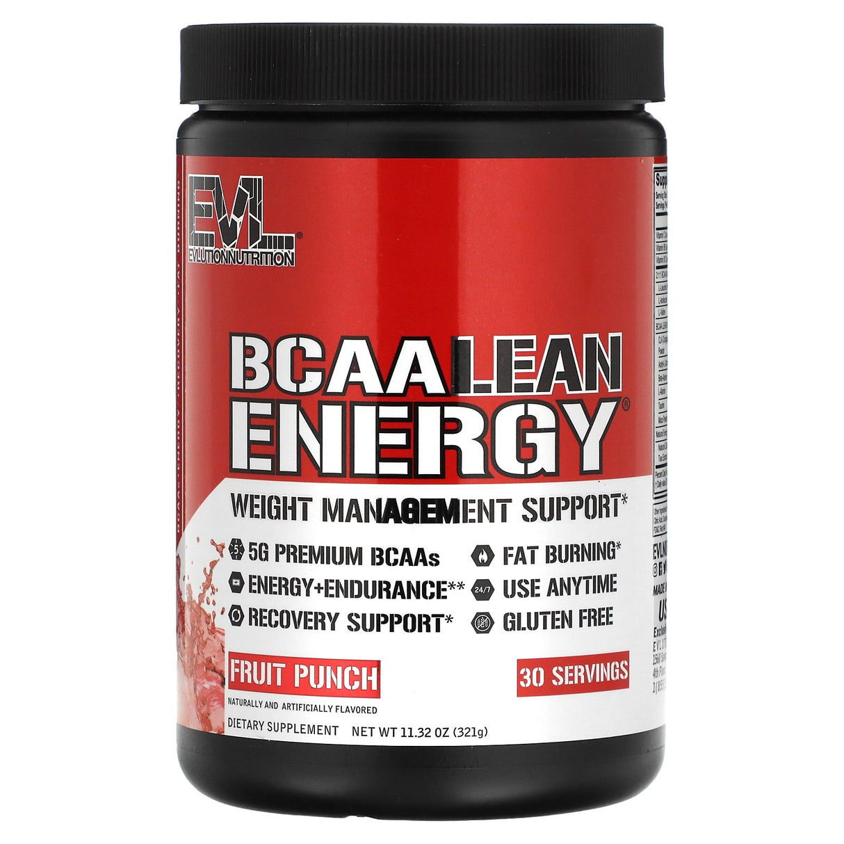 EVLution Nutrition, BCAA LEAN ENERGY, Weight Management Support, Blue Raz, 10.69 oz (303 g) - Supply Center USA