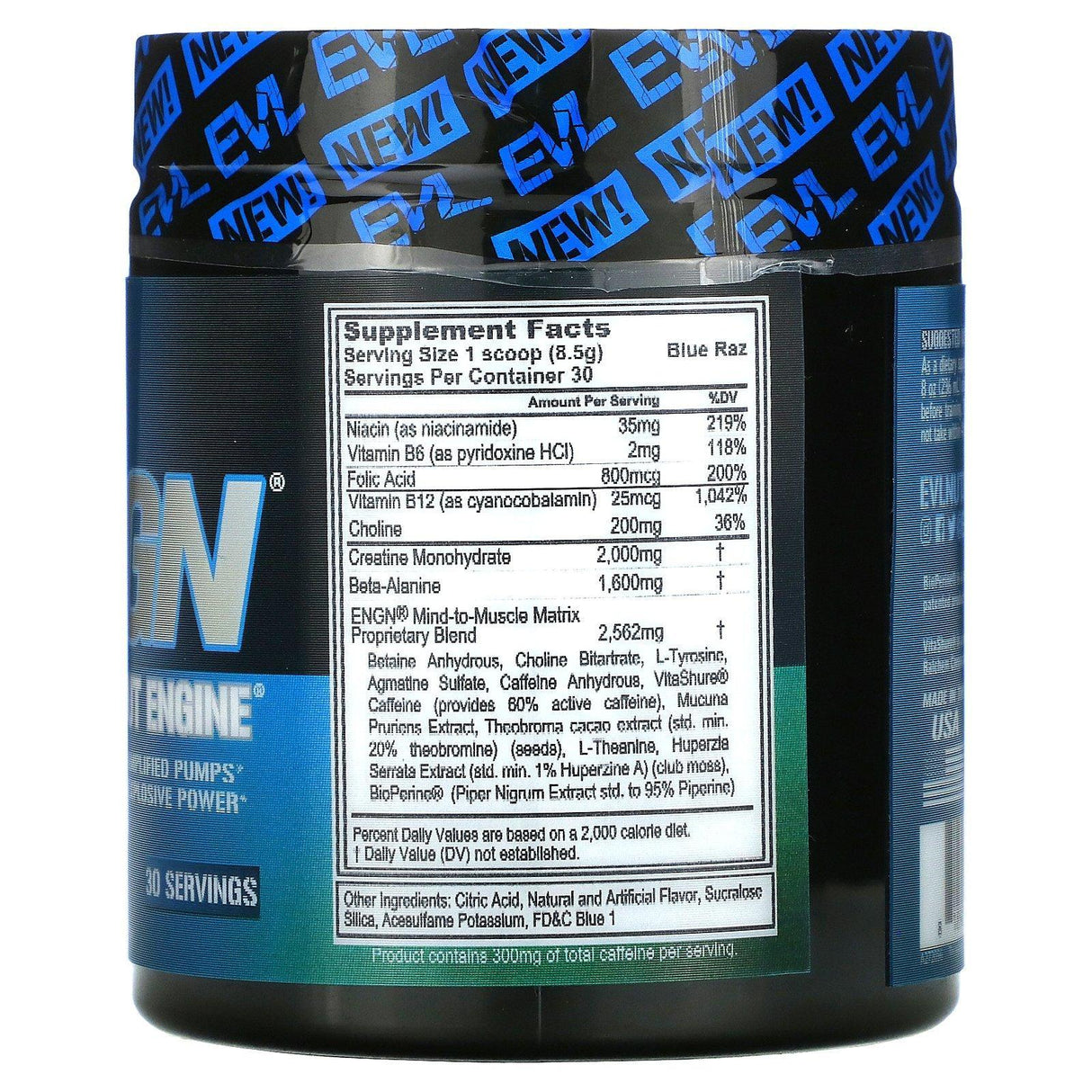 EVLution Nutrition, ENGN Pre-workout Engine, Blue Raz Flavor, 9 oz (255 g) - Supply Center USA