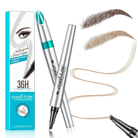 Eyebrow Microblading Pen, Eyebrow Pencil with an Upgrade Micro-Fork Tip Applicator, Waterproof Long-Lasting Microblading Pencil for Eyebrows (Medium Brown/Light Brown) - Supply Center USA