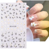 VOTACOS Flower Nail Art Stickers Decals 5D Embossed Nail Decals Spring Summer Daisy Nail Art Design Self-Adhesive Nail Supplies Accessories 3D Flower Nail Stickers for Women Nail DIY Decoration