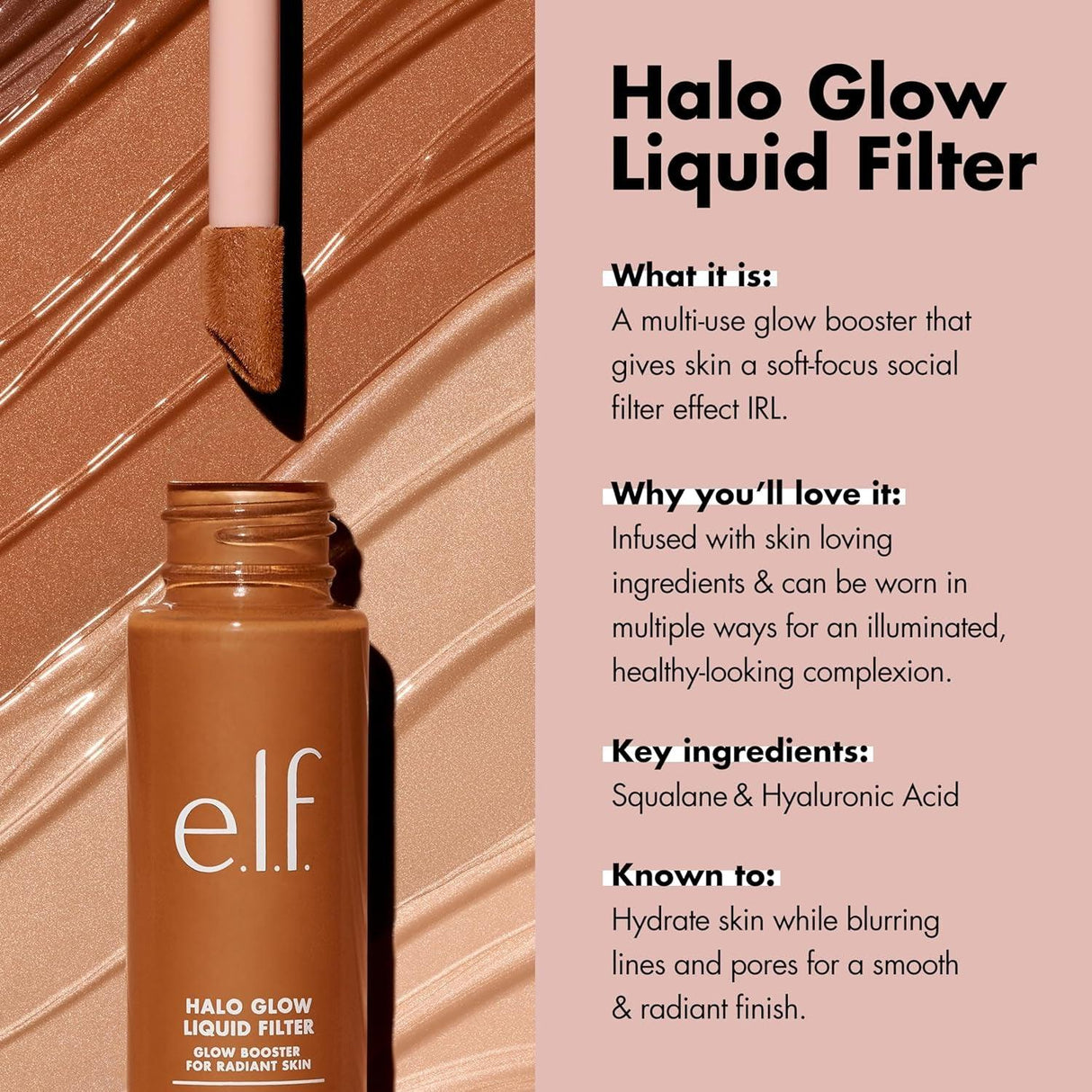 E.L.F. Halo Glow Liquid Filter, Complexion Booster for a Glowing, Soft-Focus Look, Infused with Hyaluronic Acid, Vegan & Cruelty-Free, 2 Fair/Light - Supply Center USA