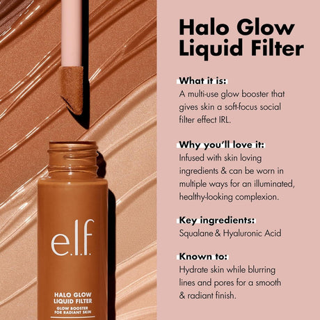 E.L.F. Halo Glow Liquid Filter, Complexion Booster for a Glowing, Soft-Focus Look, Infused with Hyaluronic Acid, Vegan & Cruelty-Free, 2 Fair/Light - Supply Center USA