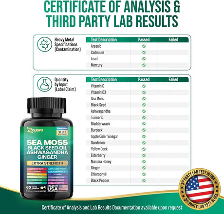 Dynamic Vitality Bundle - Sea Moss 7000Mg, Black Seed Oil 4000Mg, Ashwagandha 2000Mg, Ginger & Shilajit 9000Mg, Rhodiola Rosea 1000Mg, Panax Ginseng 1500Mg, All in 1 Supplements (60 Count) - Supply Center USA