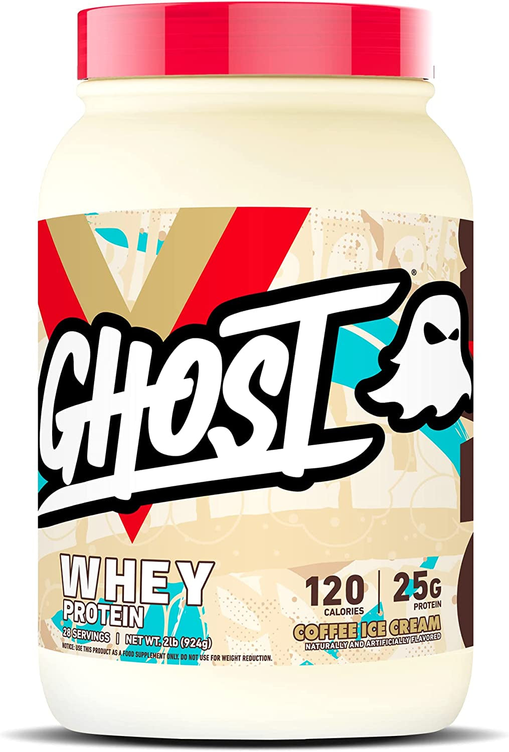 GHOST Whey Protein Powder, Chips Ahoy - 2LB Tub, 25G of Protein - Chocolate Chip Cookie Flavored Isolate, Concentrate & Hydrolyzed Whey Protein Blend