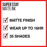 Maybelline Super Stay Matte Ink Liquid Lipstick Makeup, Long Lasting High Impact Color, up to 16H Wear, Lover, Mauve Neutral, 1 Count - Supply Center USA