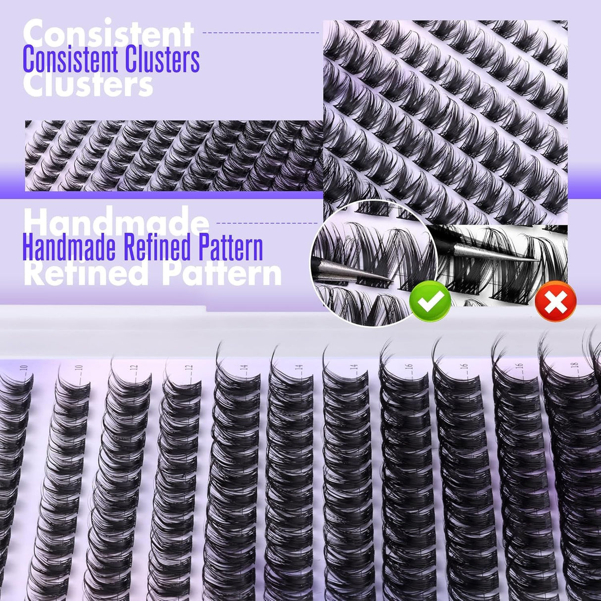 Pawotence Lash Clusters Wispy Cluster Eyelash Extensions 144Pcs Individual Lashes 10-18Mm Lash Extension DIY False Eyelashes Soft Comfortable Eyelash Clusters with Thin Band
