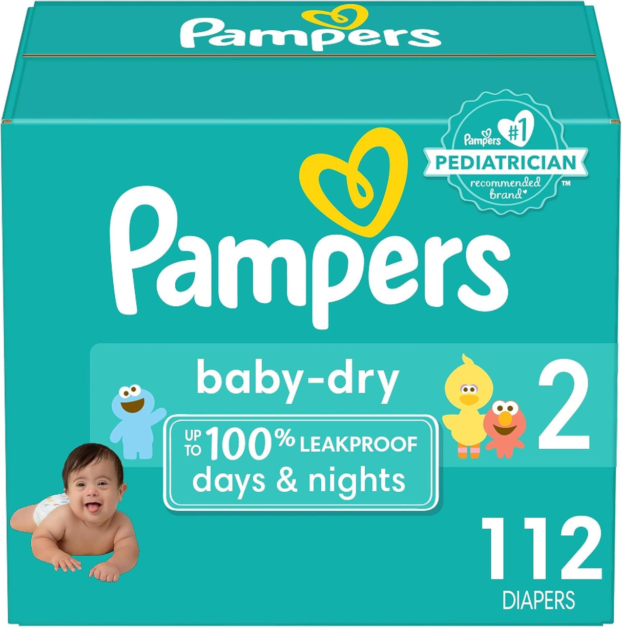 Pampers Baby Dry Diapers - Size 1, 120 Count, Absorbent Disposable Diapers