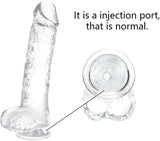 Small Realistic Clear 6 Inch Cute Dildo,Adult Sex Toy with Suction Cup Dildo, Suitable for Beginner Women/Men/Gay with Thin and Slim Poke, Can Be Use for G-Spot and Anal