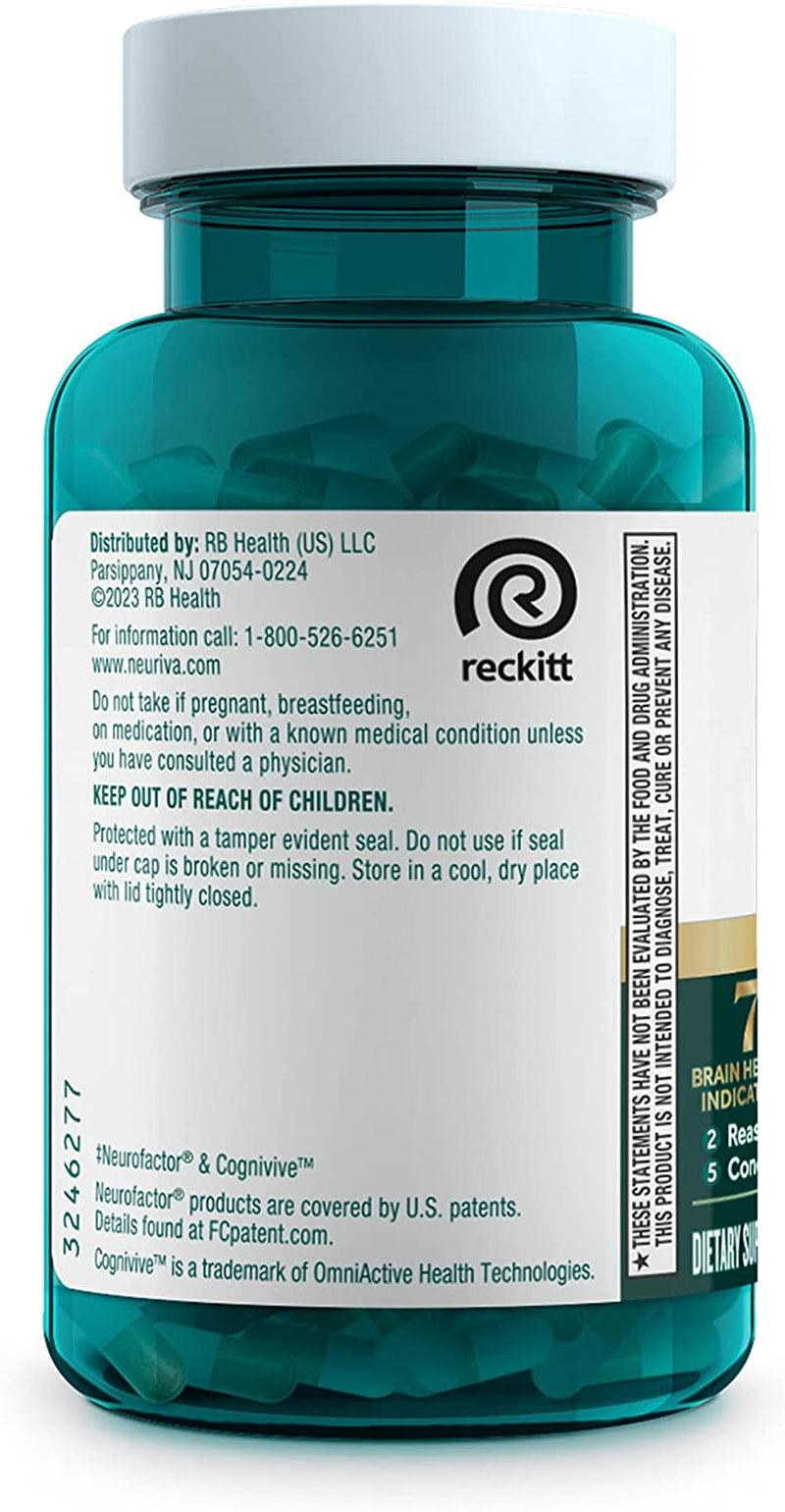 NEURIVA Ultra Decaffeinated Clinically Tested Nootropic Brain Supplement for Mental Alertness, Memory, Focus & Concentration, Cognivive, Neurofactor, Phosphatidylserine, Vitamins B6 B12, 60 Capsules - Supply Center USA