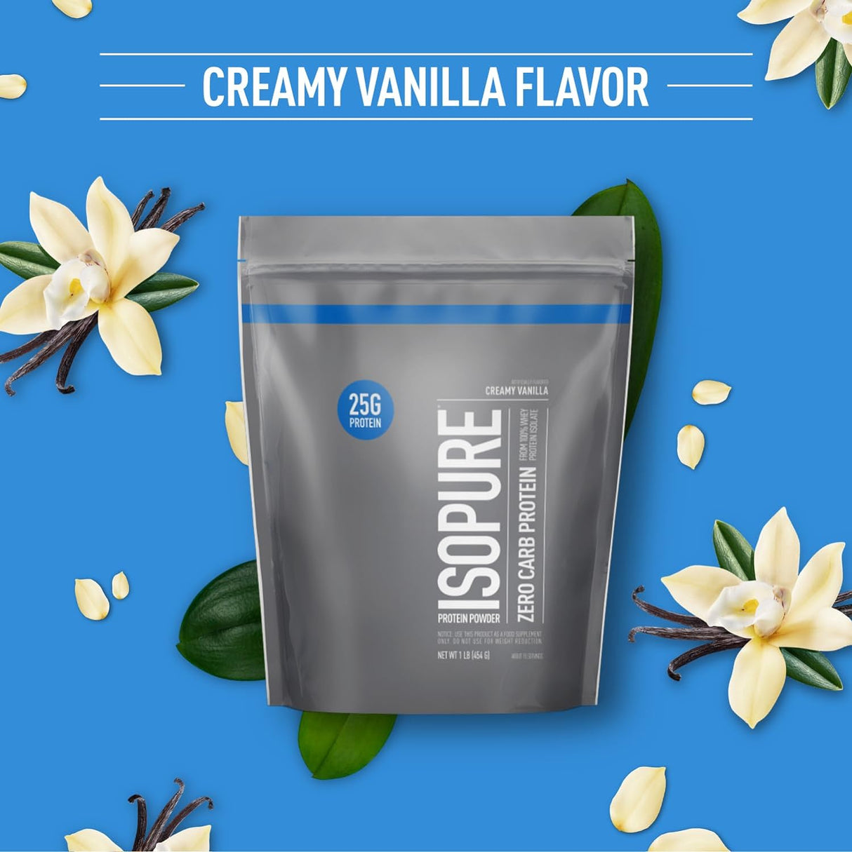 Isopure Creamy Vanilla Whey Isolate Protein Powder with Vitamin C & Zinc for Immune Support, 25G Protein, Zero Carb & Keto Friendly, 15 Servings, 1 Pound (Packaging May Vary)