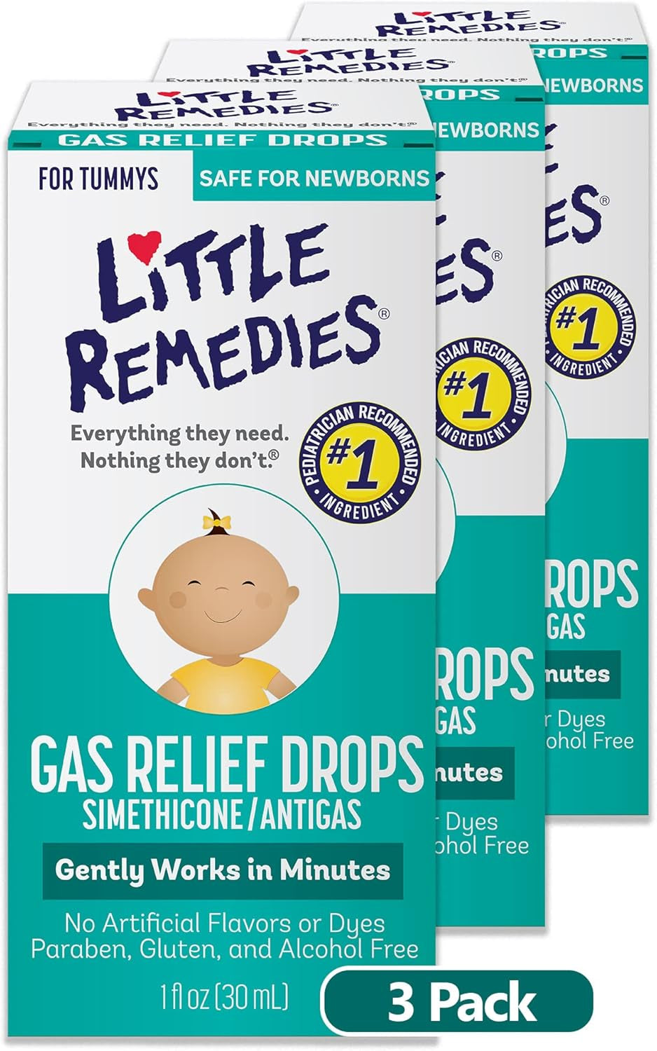 Little Remedies Gas Relief Drops, Natural Berry Flavor, Safe for Newborns, 1 Fl Oz