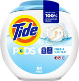 Tide PODS Free & Gentle Laundry Detergent Soap PODS, 81 Count, Tide PODS Laundry Detergent, Laundry Pacs